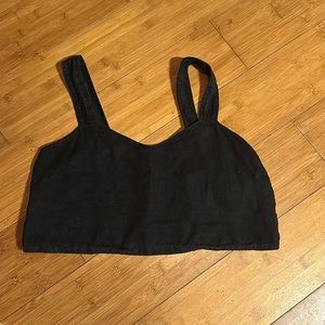Mate the label linen crop top- black small